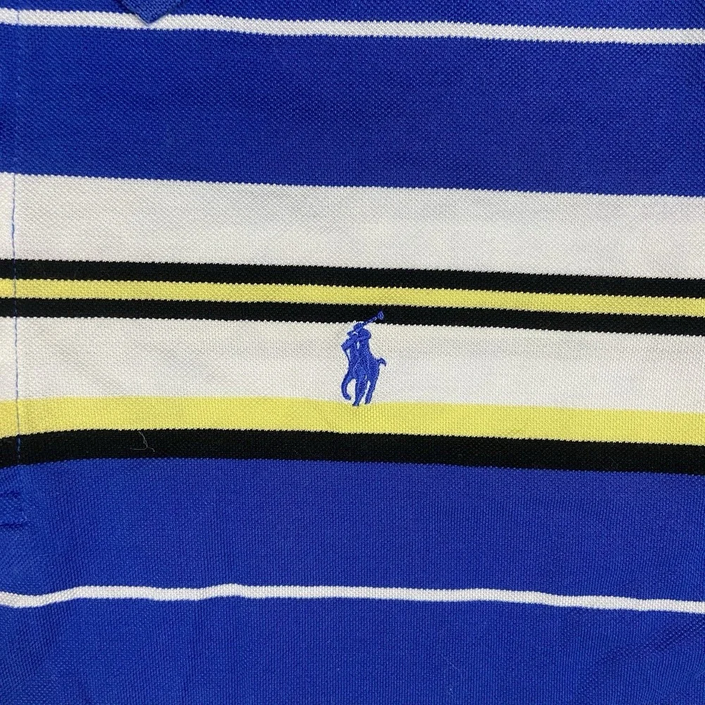 Vintage 90s Polo Golf Ralph Lauren Polo Shirt Size XL Blue Striped Blue Pony